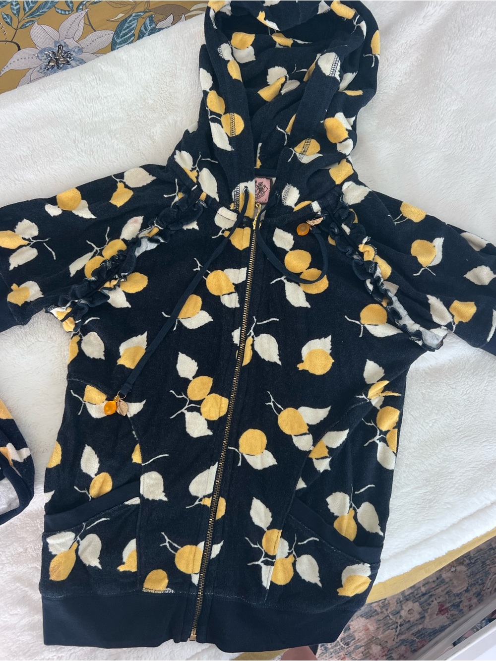 Juicy Couture Lemon Terry Cloth Hoodie and shorts